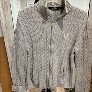 Ralph Lauren Light Gray Cable Knit Sweater